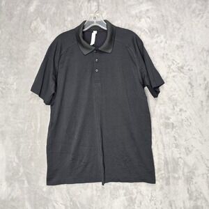 Lululemon Metal Vent Tech Polo Mens Large Black Short Sleeve Athletic Golf Shirt